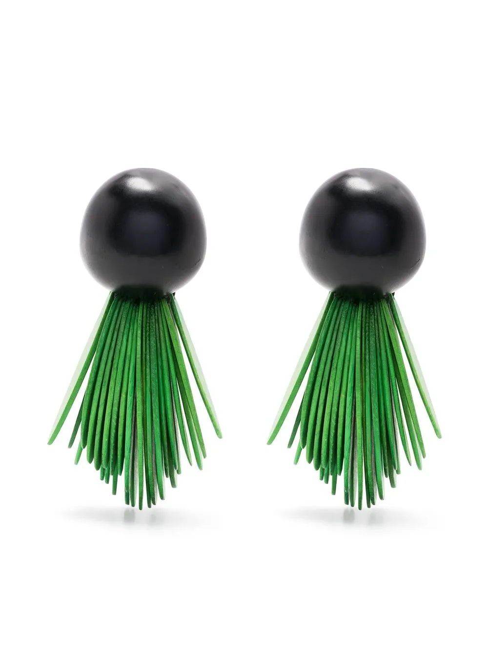 

Monies fringed-trim wood earrings - Green