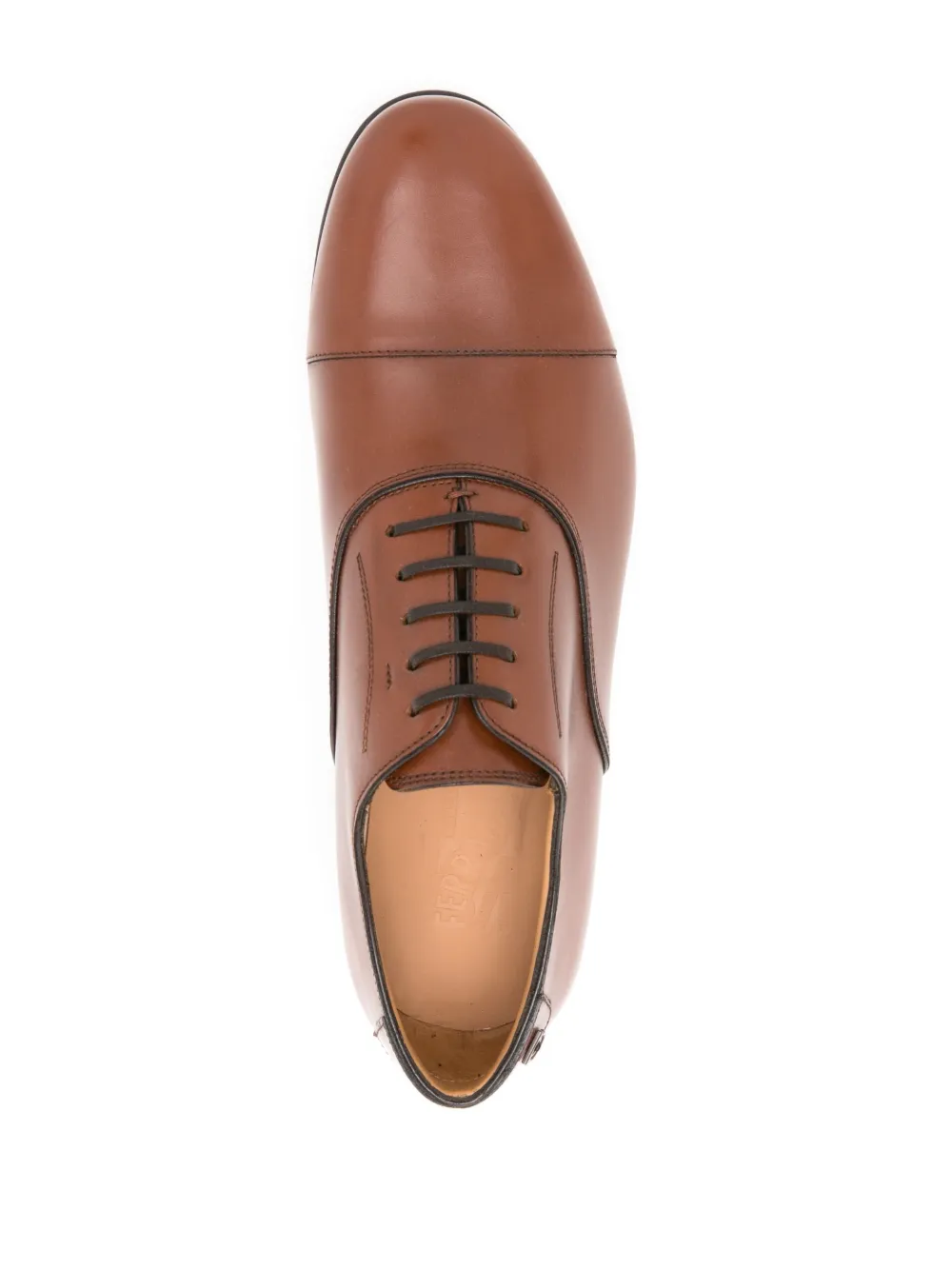 Ferragamo almond-toe leather lace-up shoes Brown