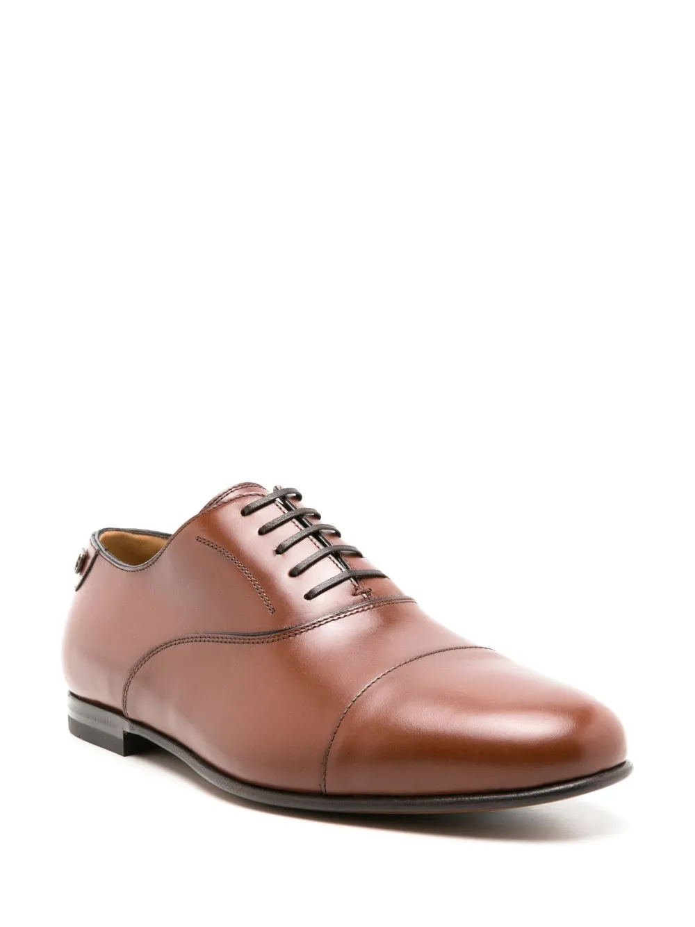 Ferragamo almond-toe leather lace-up shoes Brown