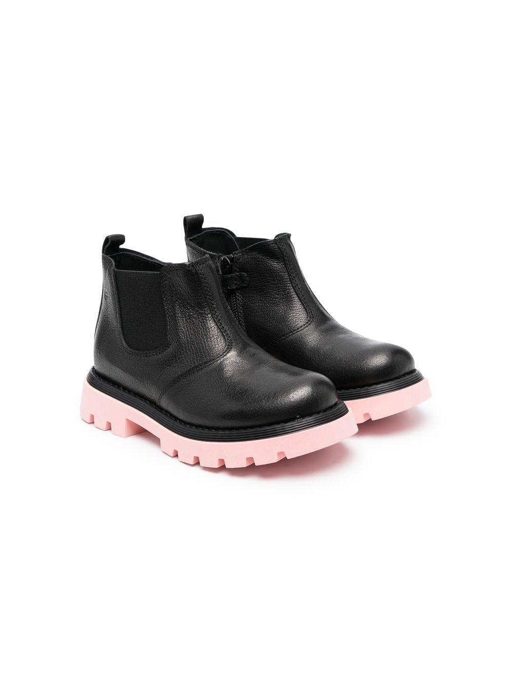 Gallucci Kids contrast-sole leather ankle boots - Black