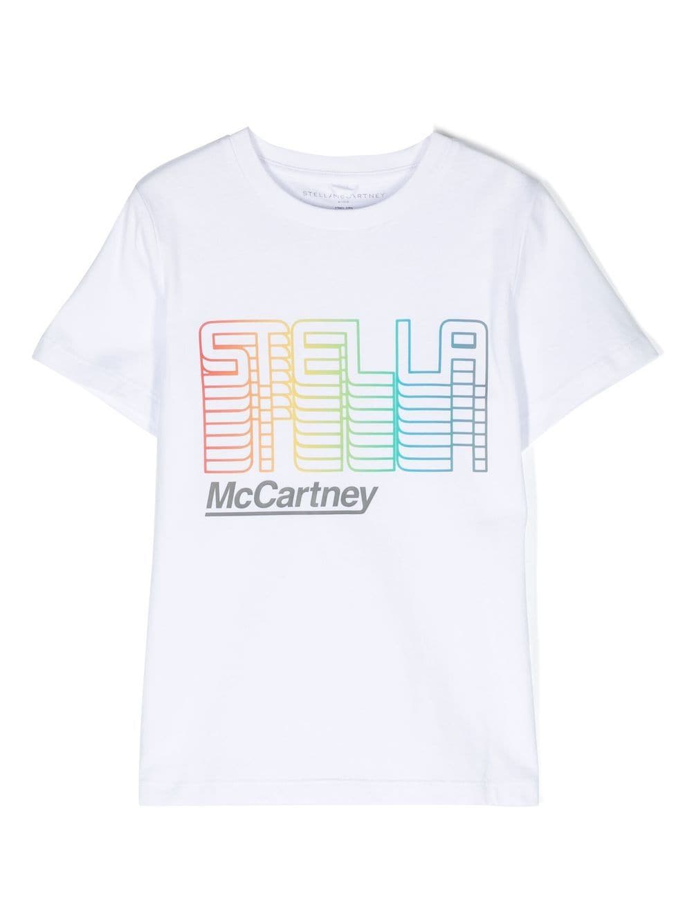 Stella Mccartney Gradient Logo-print T-shirt In Weiss