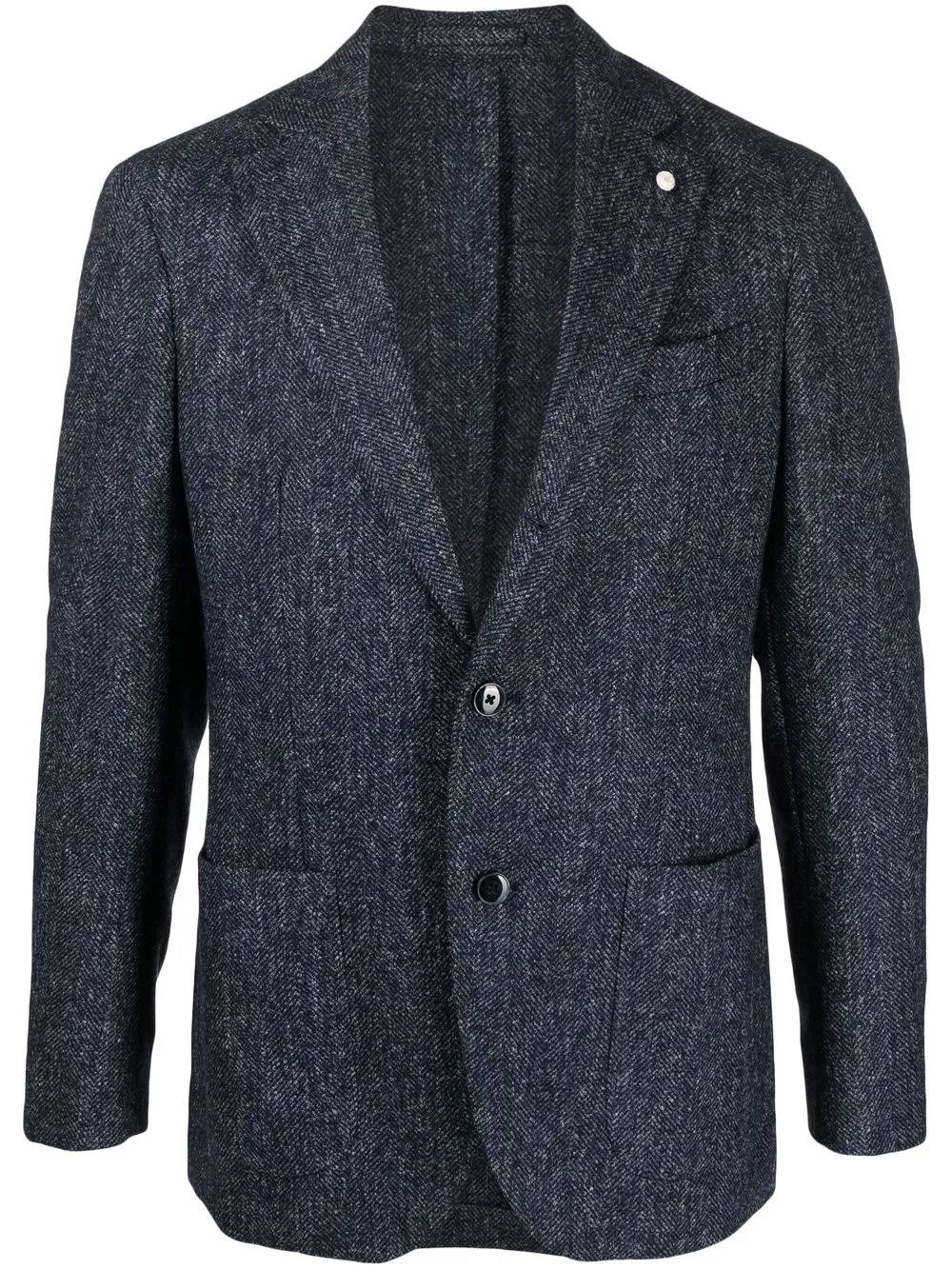 

LUIGI BIANCHI MANTOVA herringbone single-breasted blazer - Blue