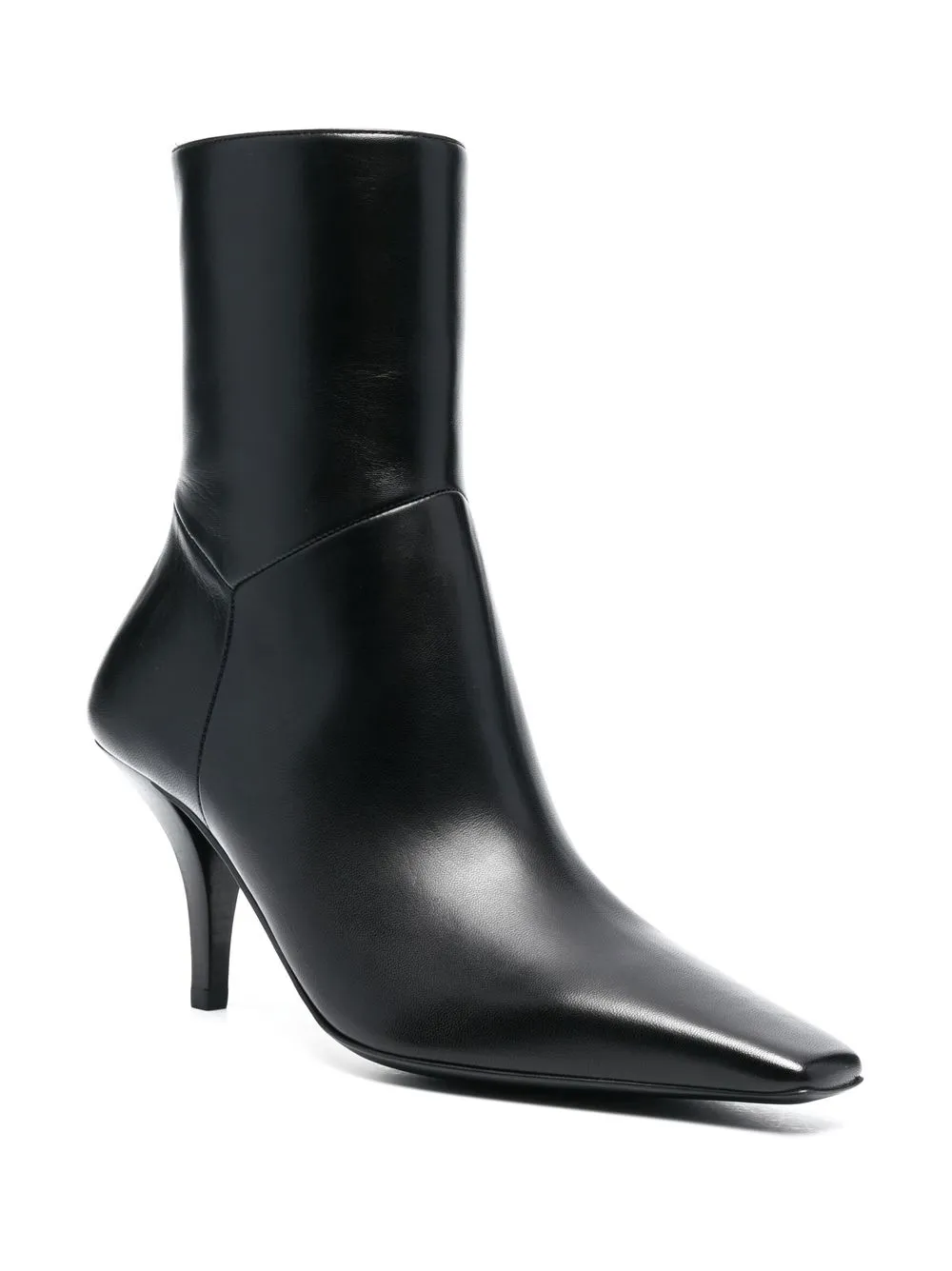 Gucci Squared Toe Malaga Leather Booties 7cm In Black