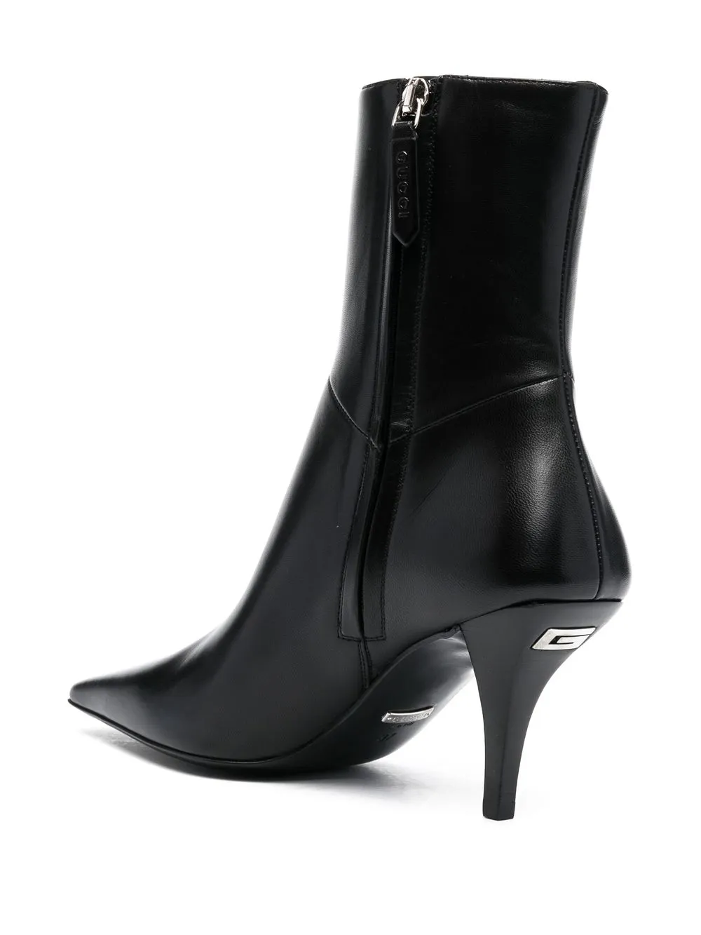 Gucci Squared Toe Malaga Leather Booties 7cm In Black