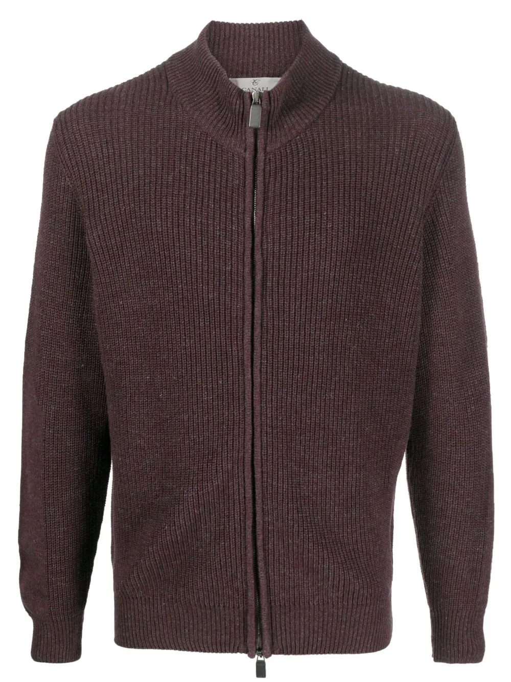 

Canali ribbed-knit zip-up cardigan - Purple