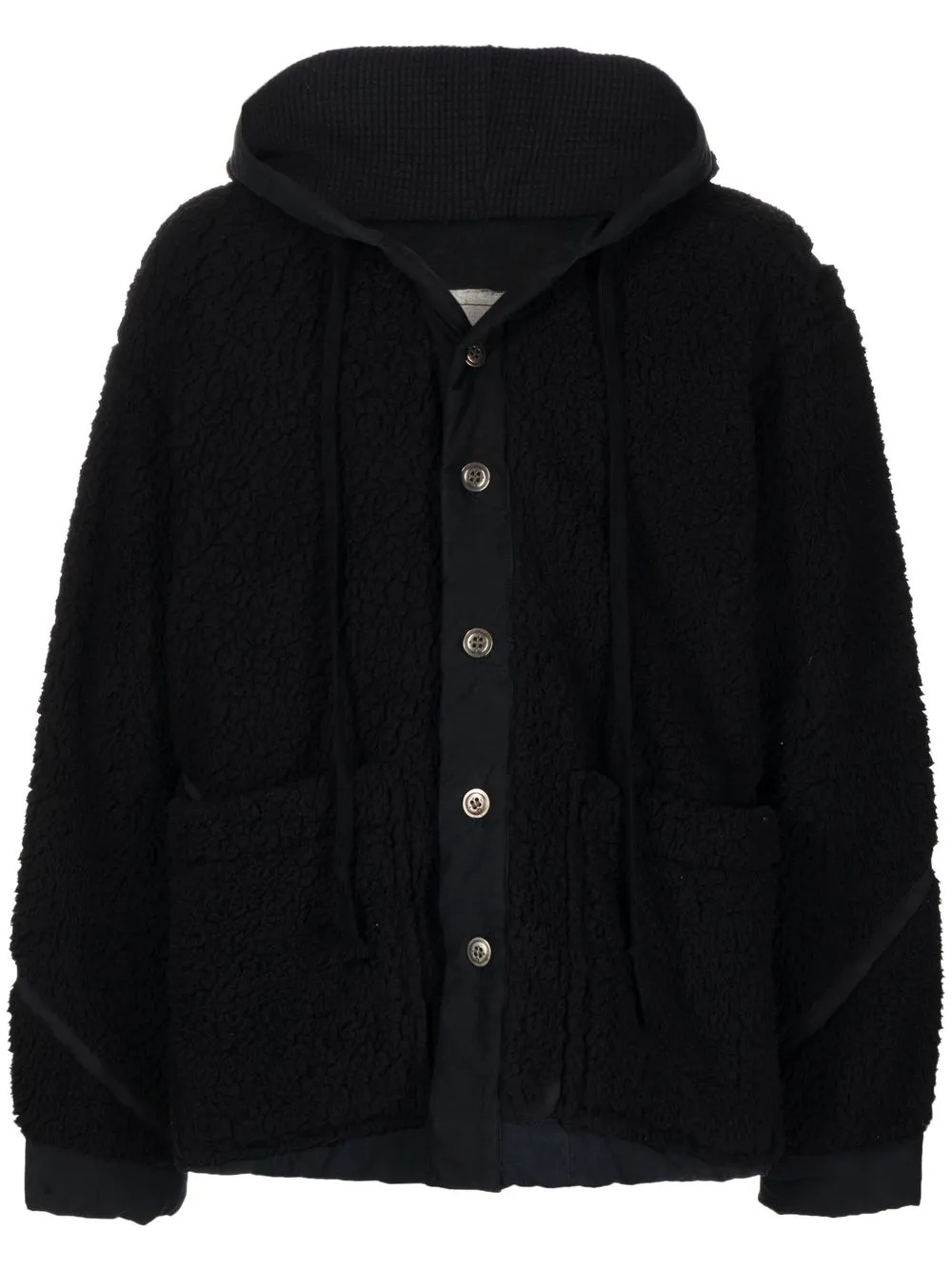 

Greg Lauren fleece hooded cardigan - Black