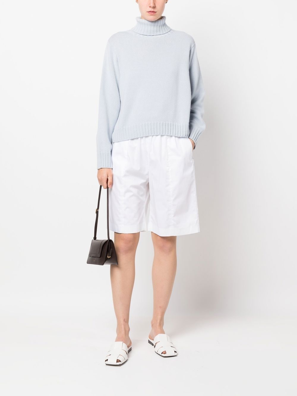 Shop Fabiana Filippi Oversize Cotton Shorts In White