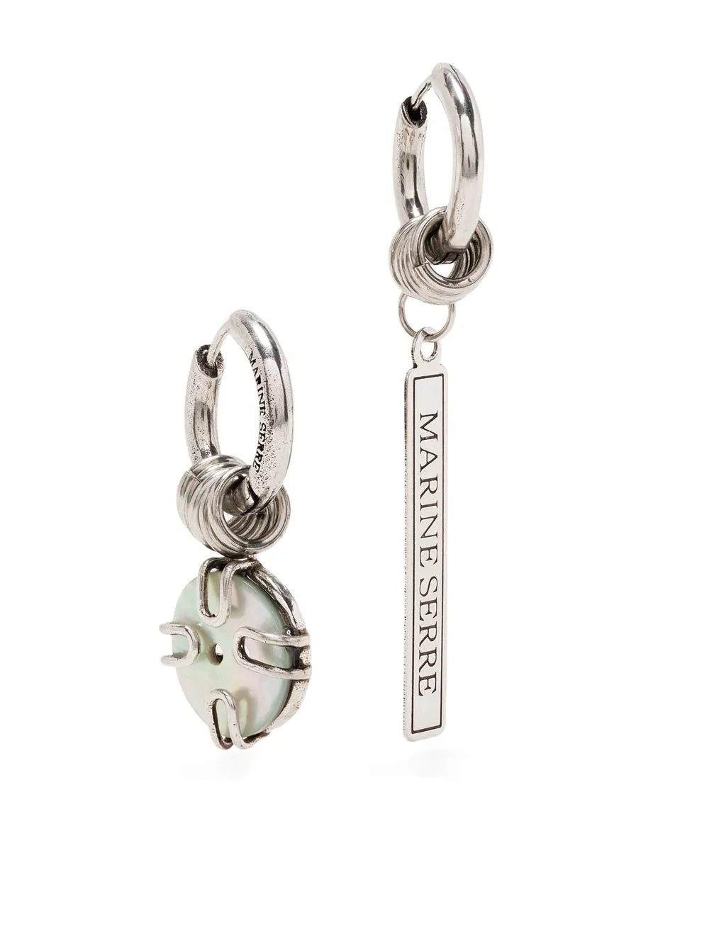 

Marine Serre charm-detail asymmetric earrings - Silver