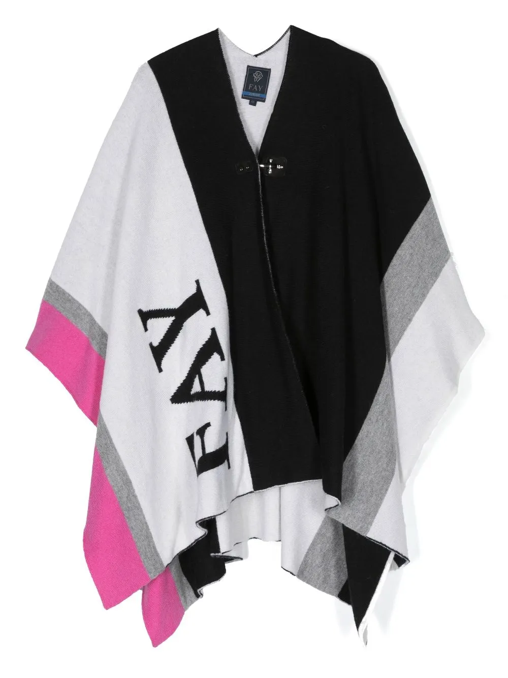 

Fay Kids intarsia-knit logo wool cape - White