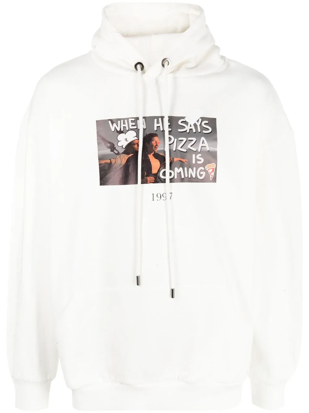 

Throwback. graphic-print cotton hoodie - White