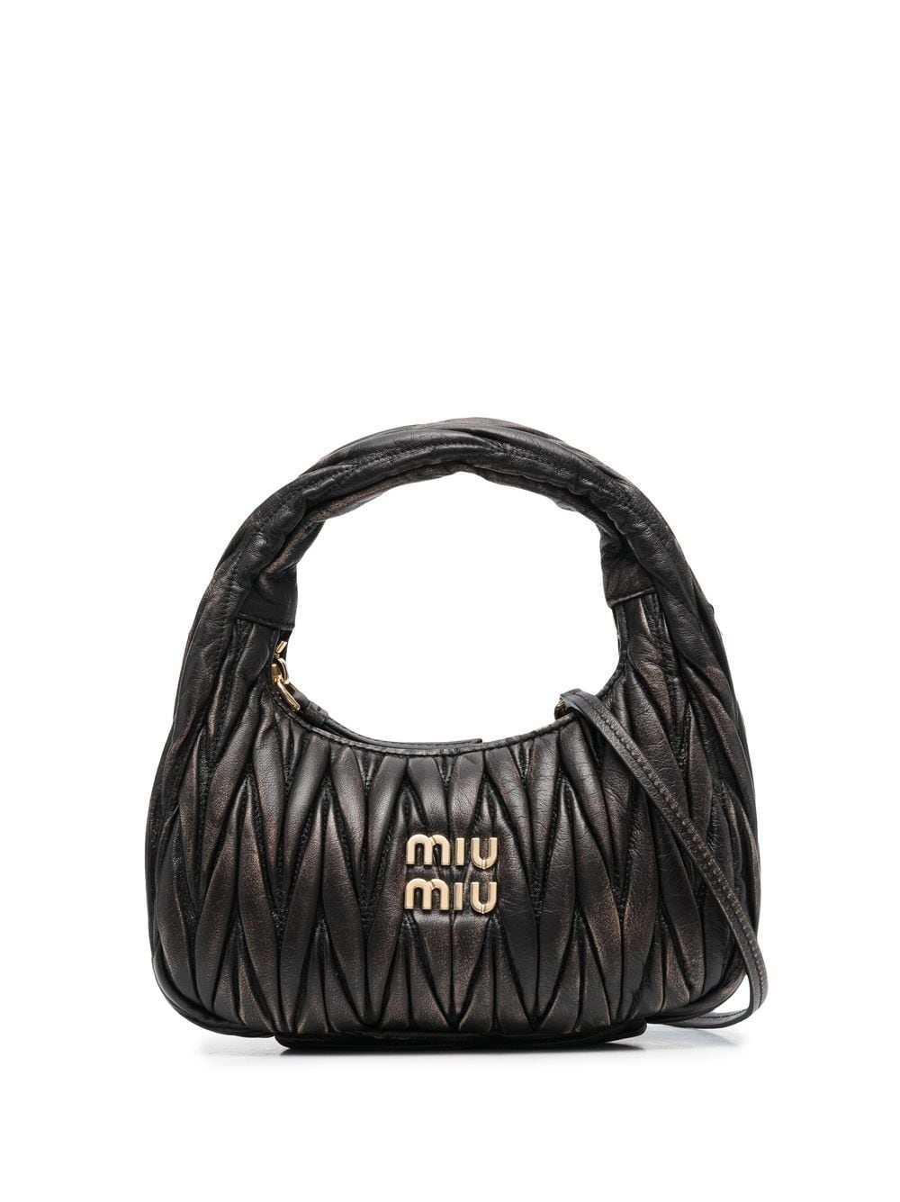 Miu Miu Matelassé Leather Tote In Braun