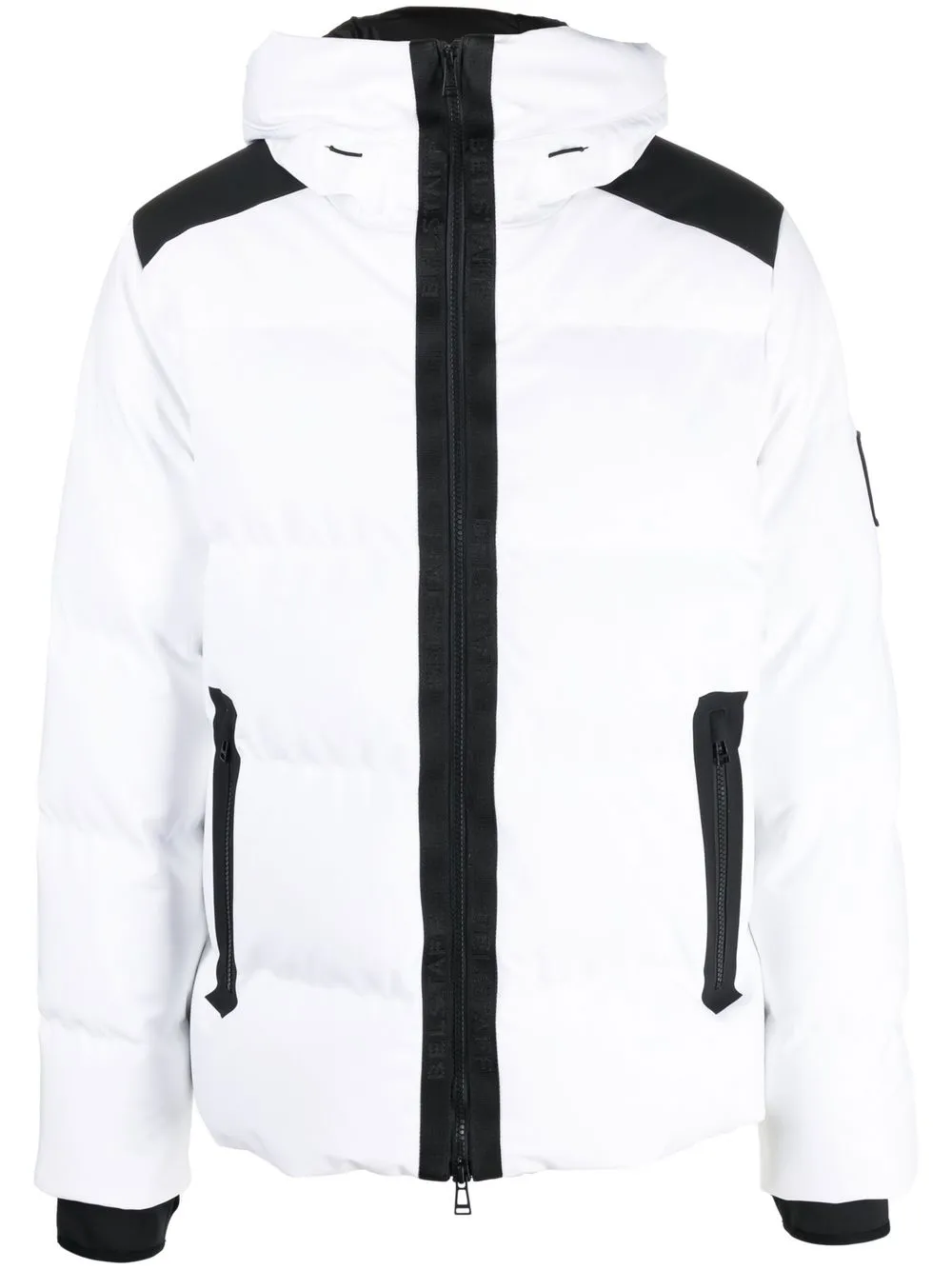

Belstaff logo-patch hooded padded coat - White