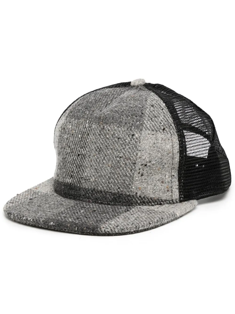 

Greg Lauren check-print snap cap - Grey