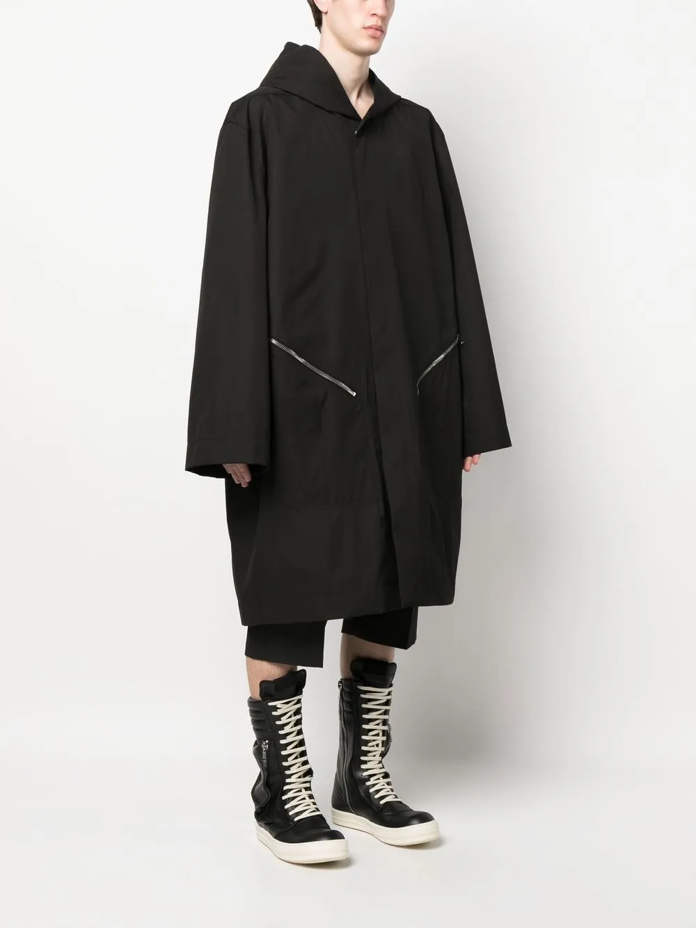 Shop Rick Owens Hooded Oversized Raincoat In Schwarz