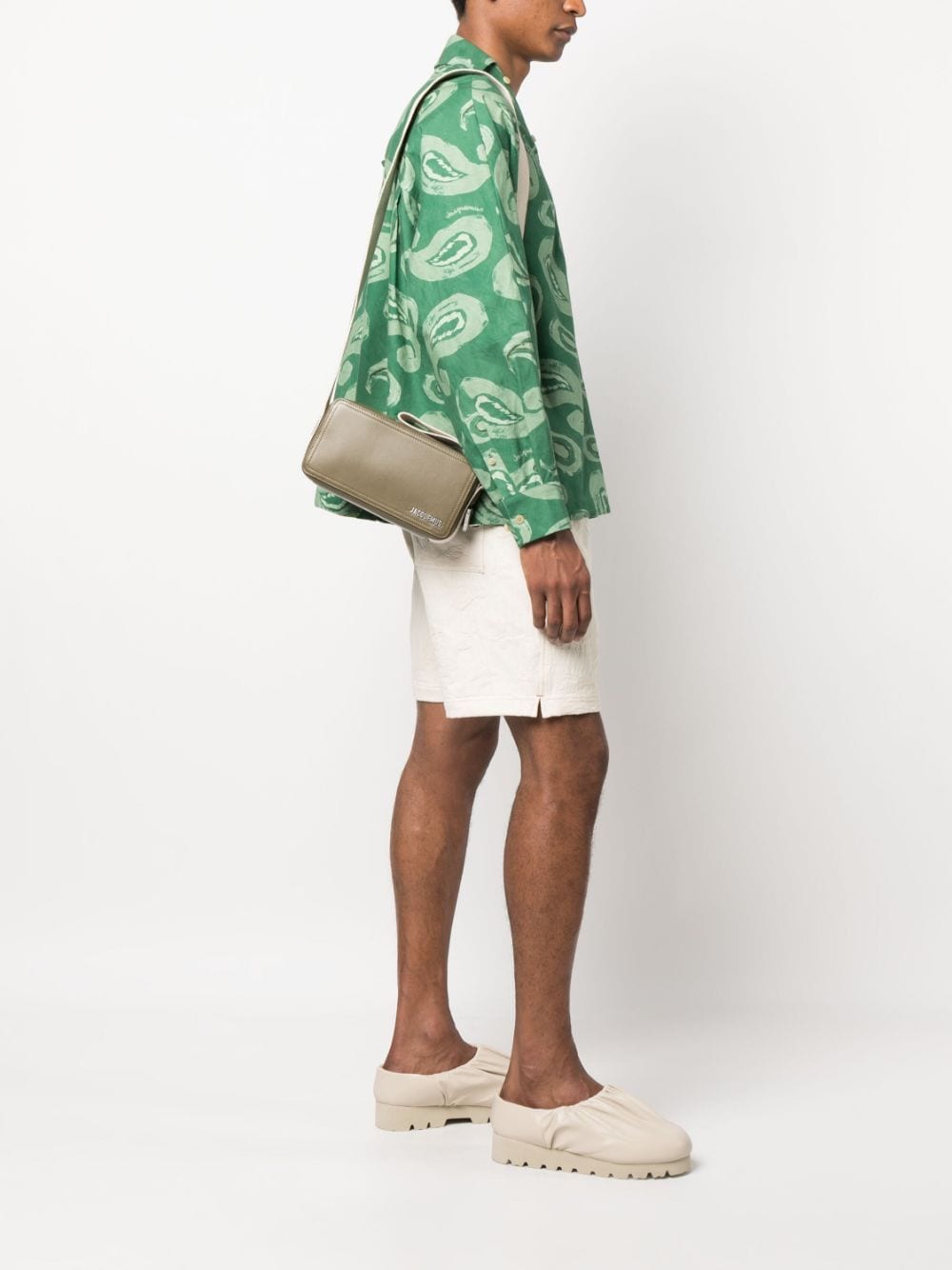 Jacquemus Le Cuerda leren messengertas - Groen