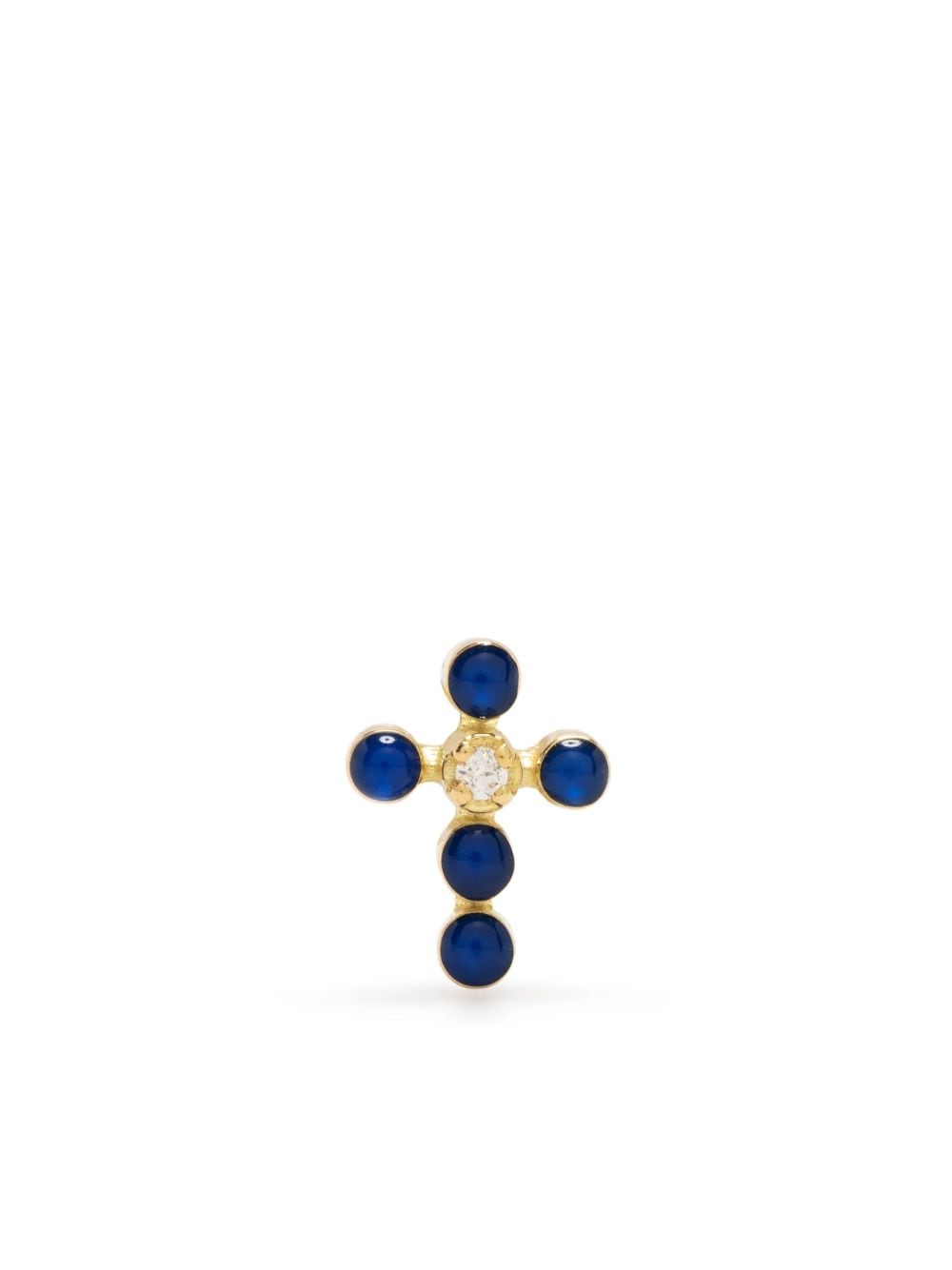 Image 1 of Gigi Clozeau 18kt yellow gold lapis lazuli cross stud earrings