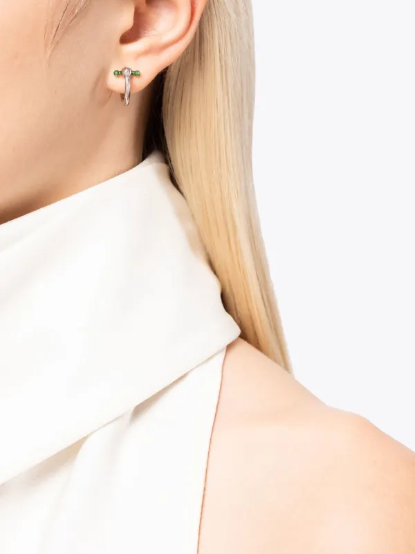 EÉRA 18kt White Gold Bar Mini Hoop Earring | Silver