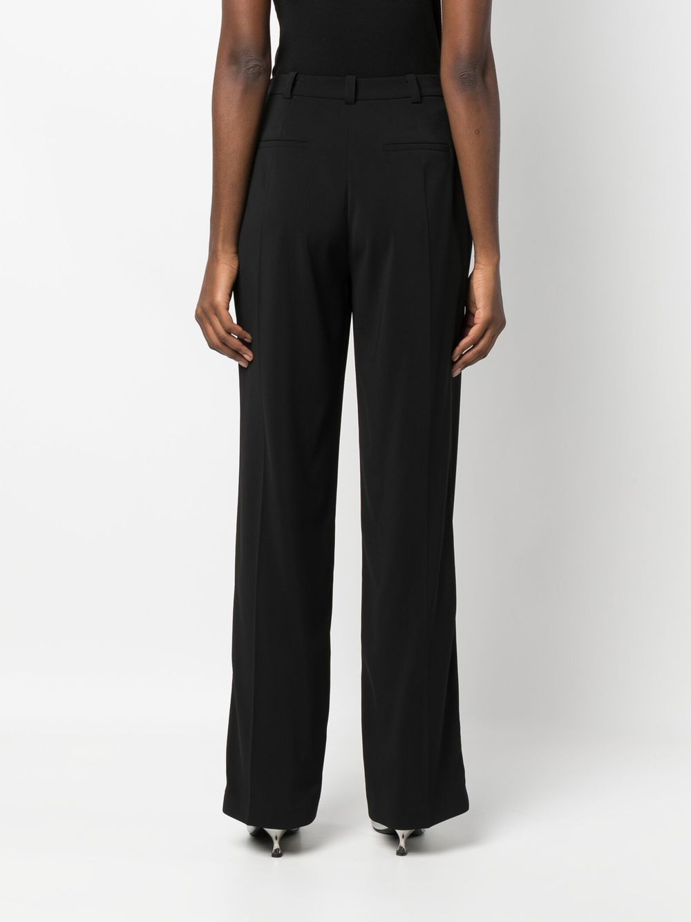 Shop Patrizia Pepe Crepe Dart-detail Trousers In Schwarz