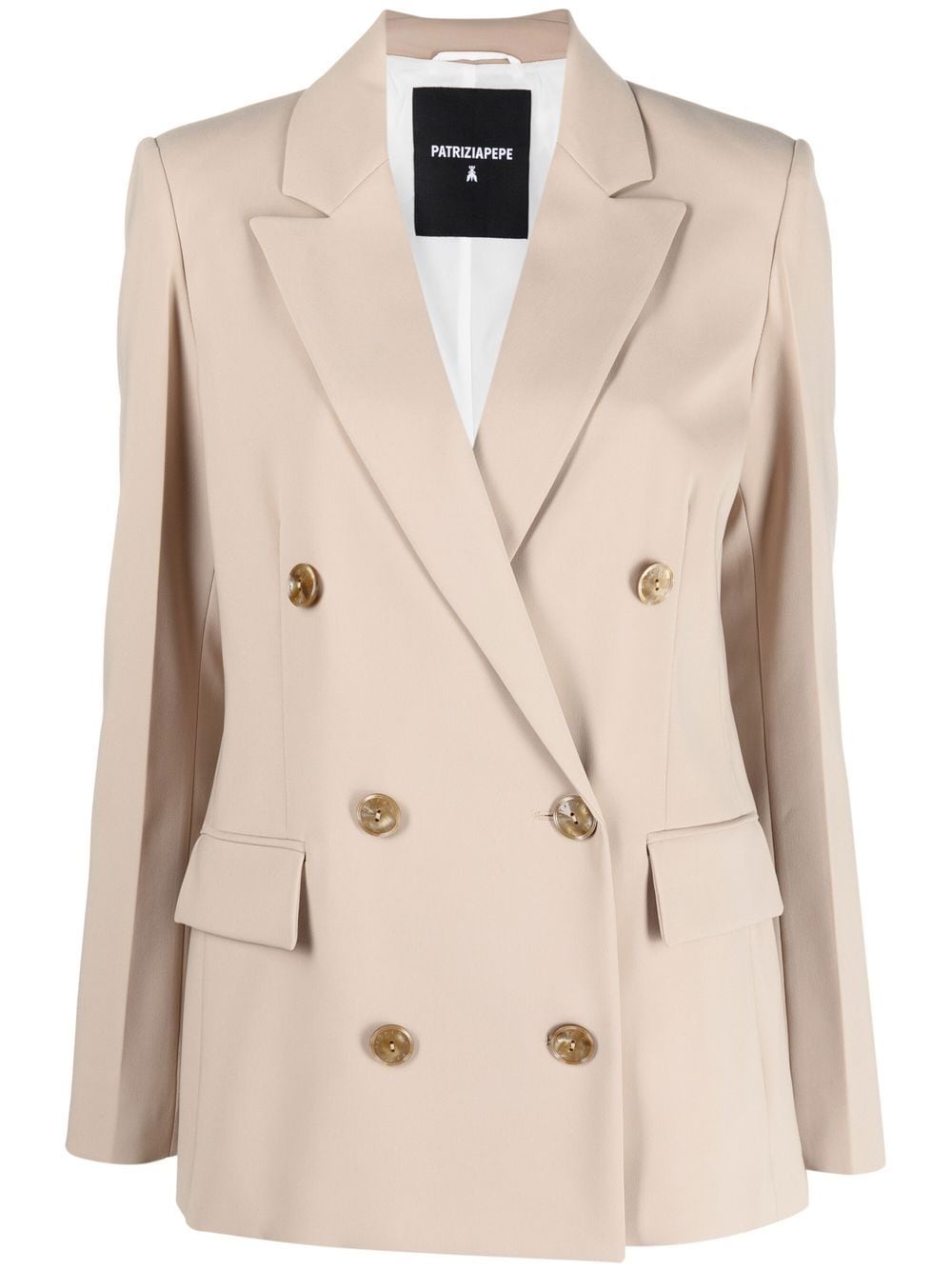 Patrizia Pepe Double-breasted Peak-lapel Blazer In Neturals