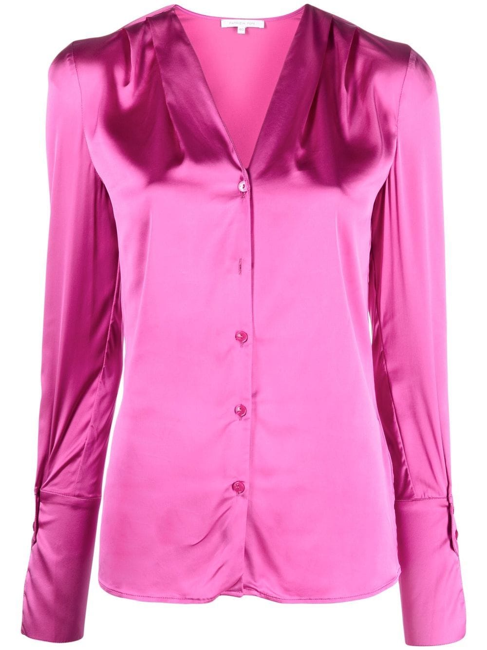 Patrizia Pepe V-neck Satin Shirt In Purple