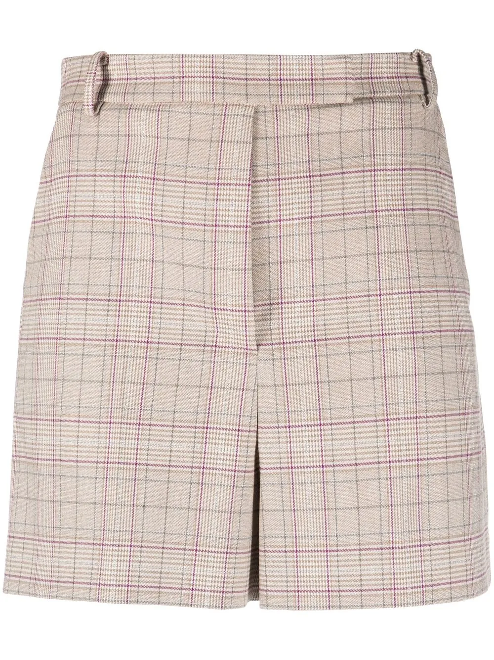 

Patrizia Pepe check-print tailored mini shorts - Neutrals