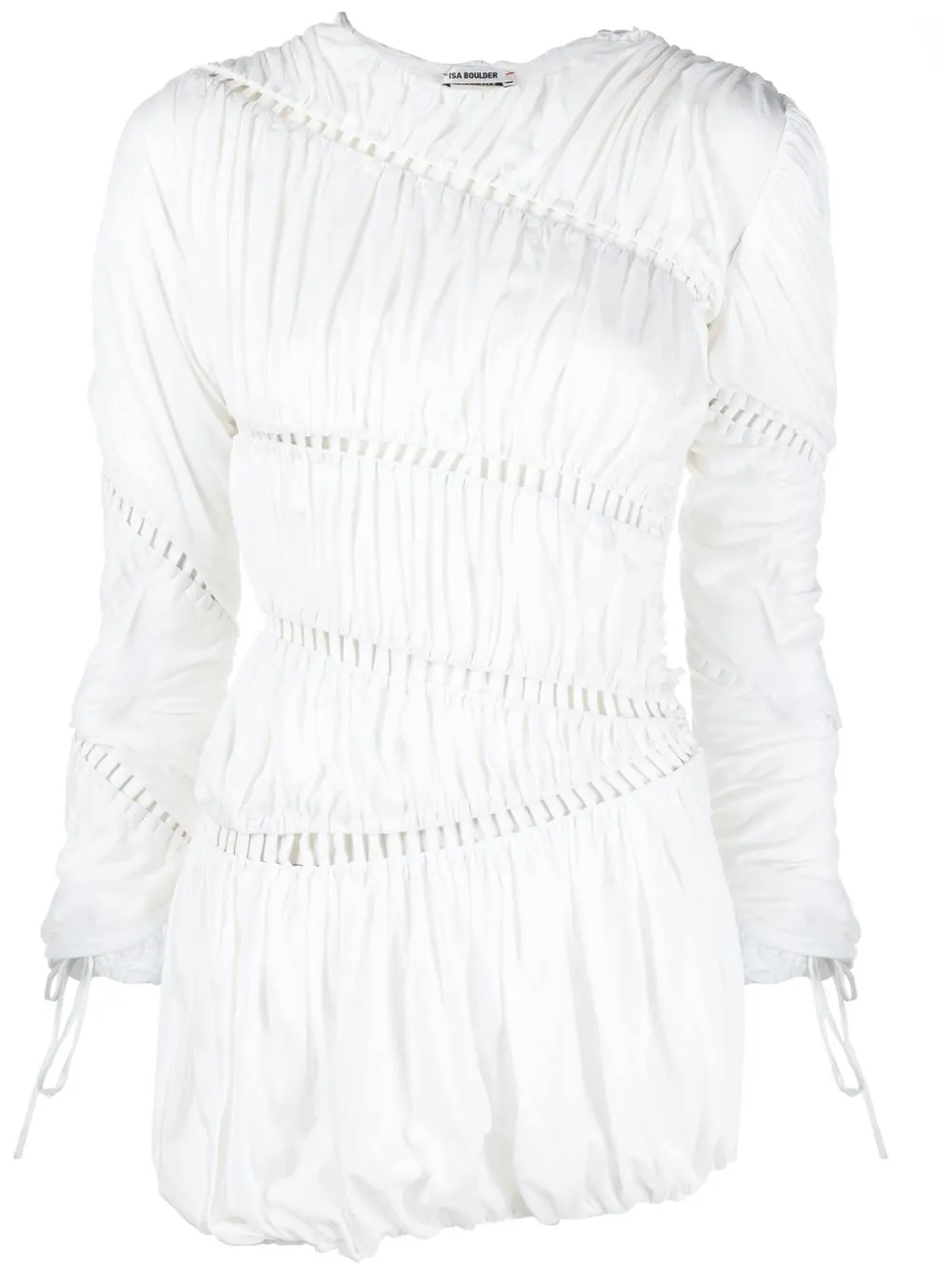 

Isa Boulder lace-up ruched dress - White