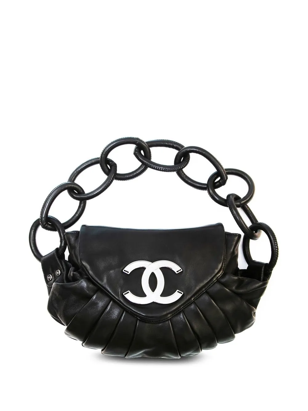 

Chanel Pre-Owned 2005 CC pleated top-handle bag - Black