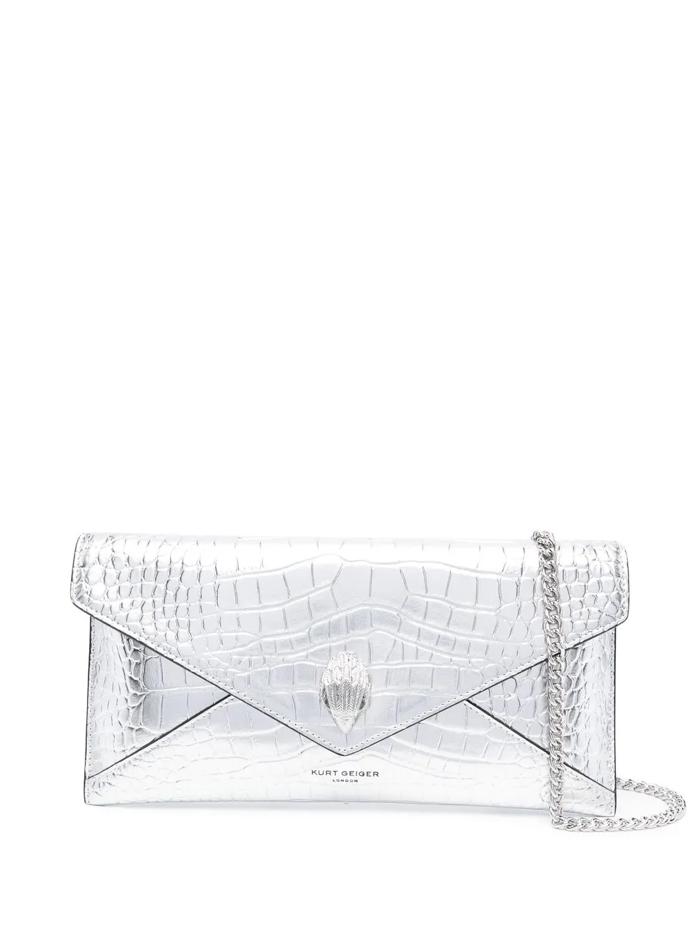 

Kurt Geiger London crocodile-effect clutch bag - Silver