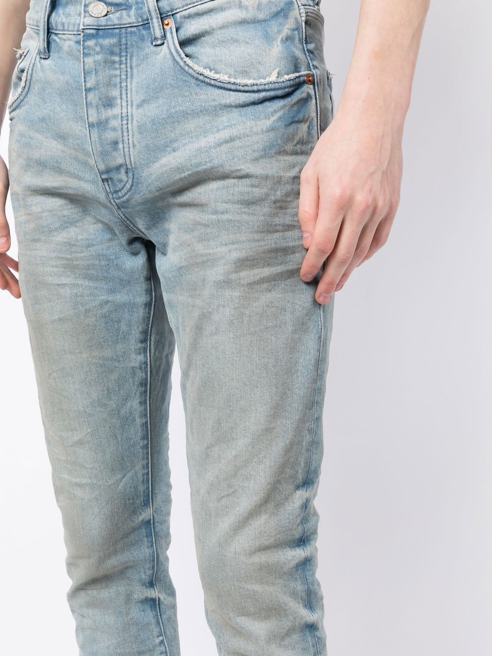 Shop Purple Brand Distressed-detail Slim-fit Jeans In Blue