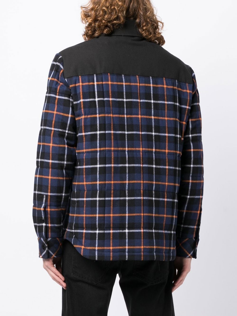 Shop Marcelo Burlon County Of Milan Check-print Padded Shirt Jacket In Black