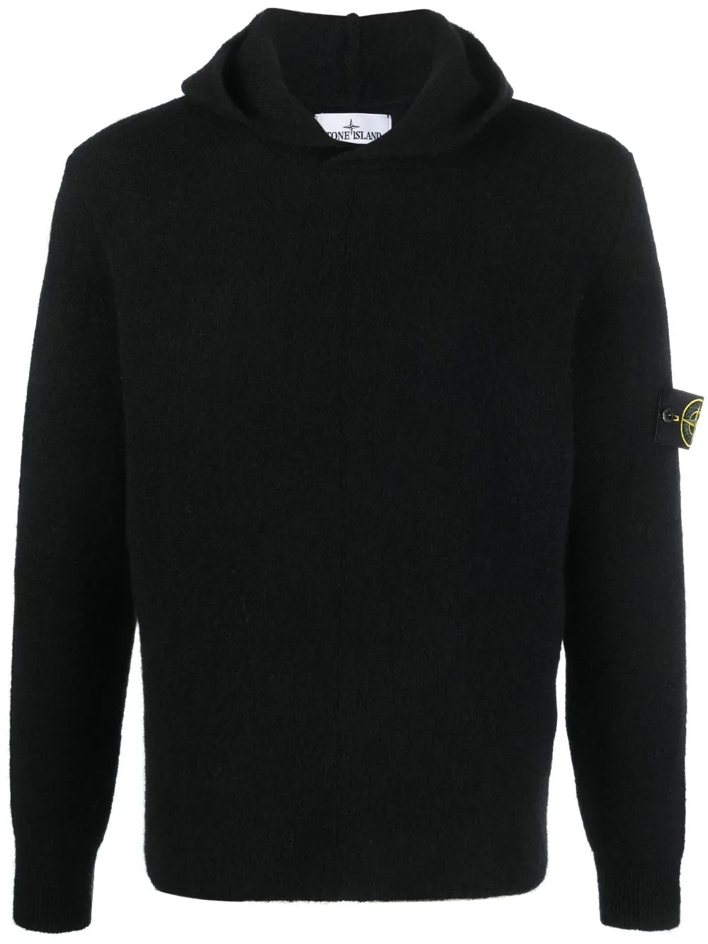 

Stone Island hoodie tejida con parche del logo - Negro