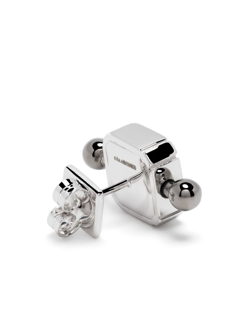 Shop Eéra 18kt White Gold Square Bar Stud Earring In Silver