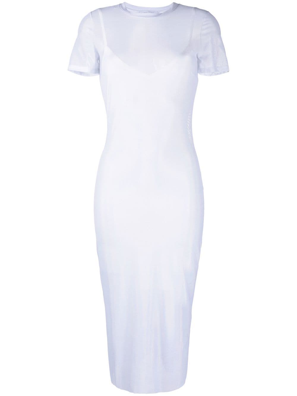 Patrizia Pepe Tulle Short Sleeve Midi Dress In White