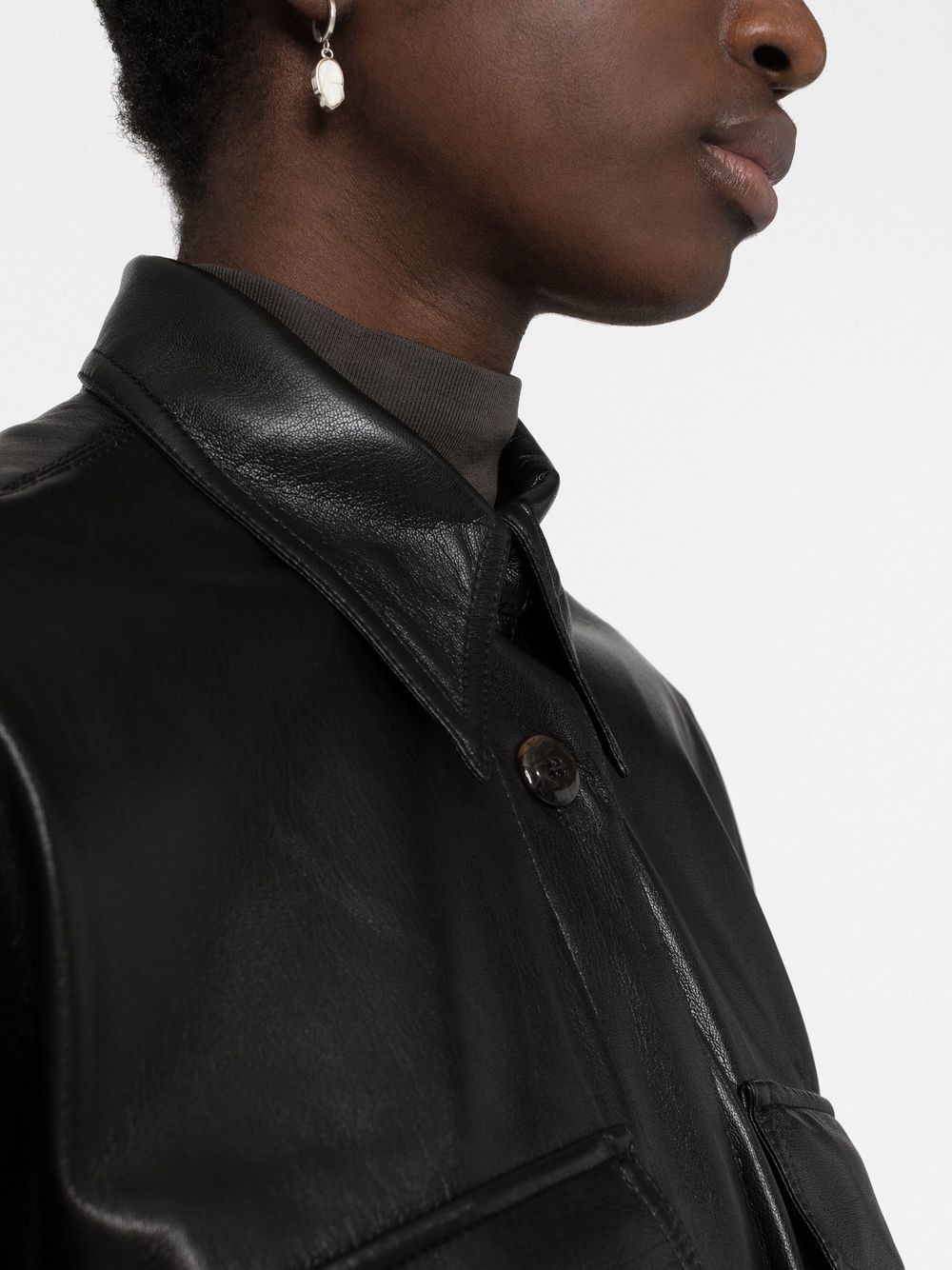 Shop Nanushka Roque Faux-leather Shirt In Black