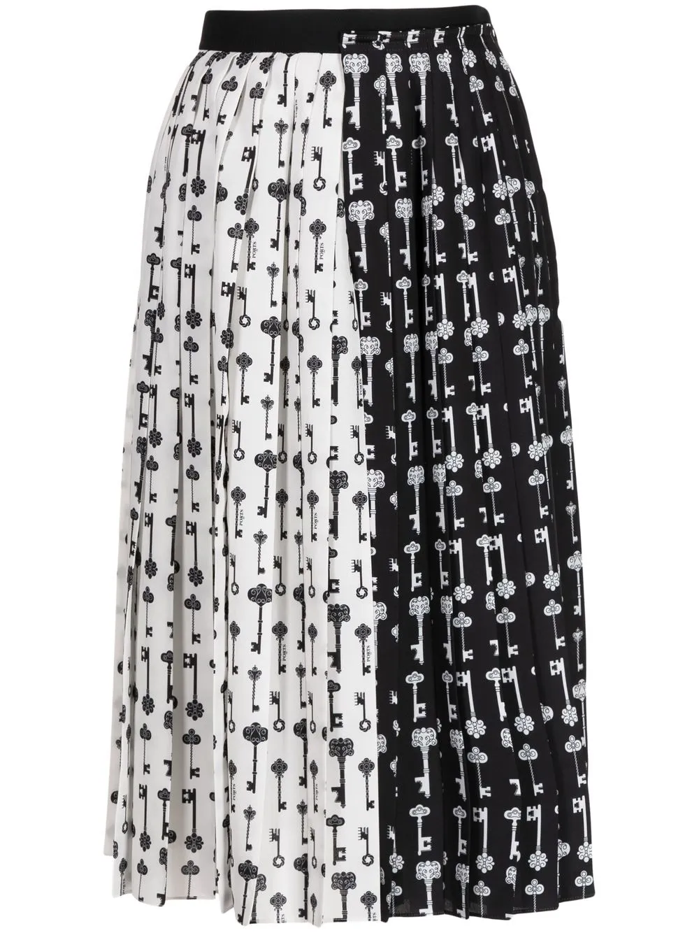 

Ports 1961 contrast key-print pleated midi skirt - Black