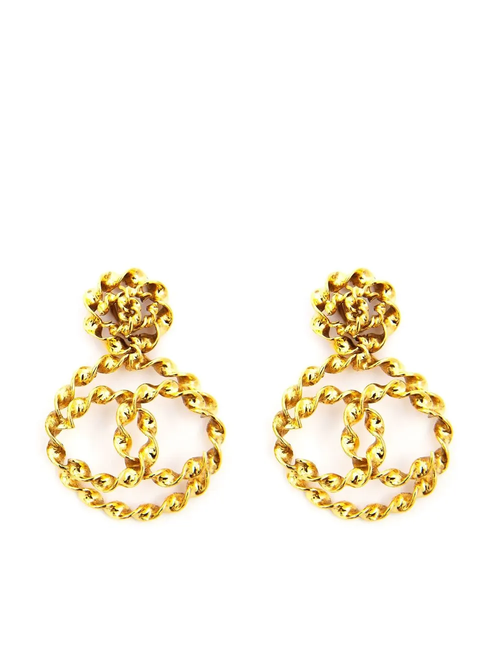 

Chanel Pre-Owned 1990s Cocomark circle clip-on earrings - Gold