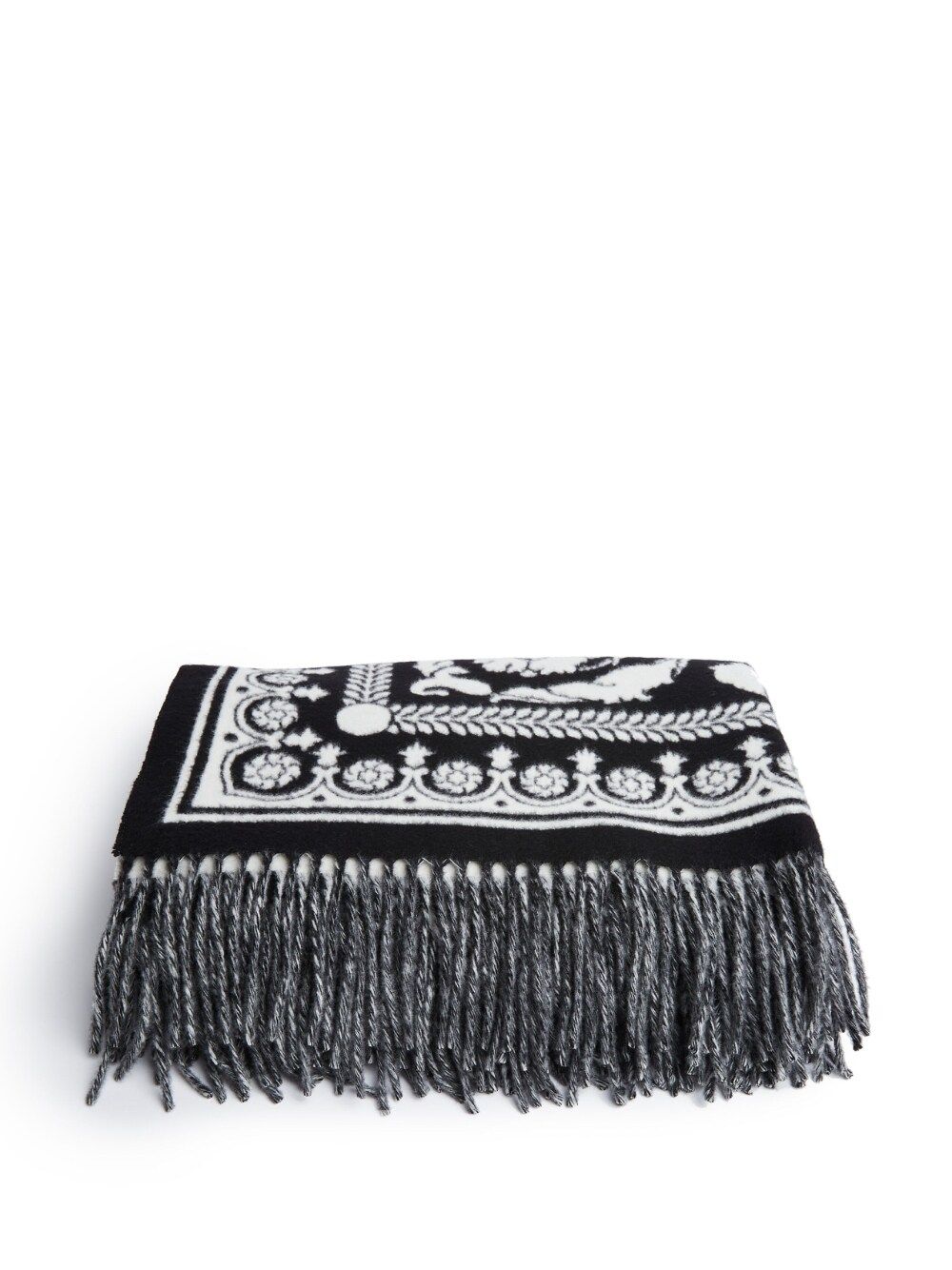 Shop Versace Barocco-print Knitted Blanket In 黑色