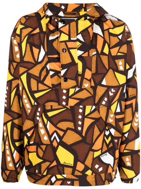 Moschino patterned hooded windbreaker jacket