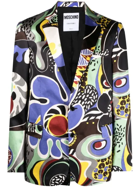 Moschino abstract-print single-breasted jacket