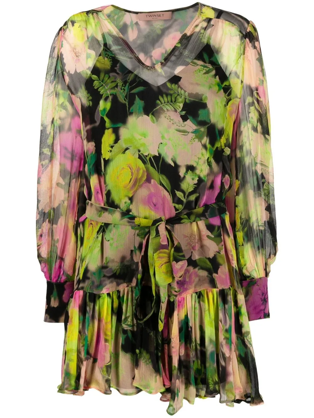 

TWINSET vestido corto con estampado floral - Negro