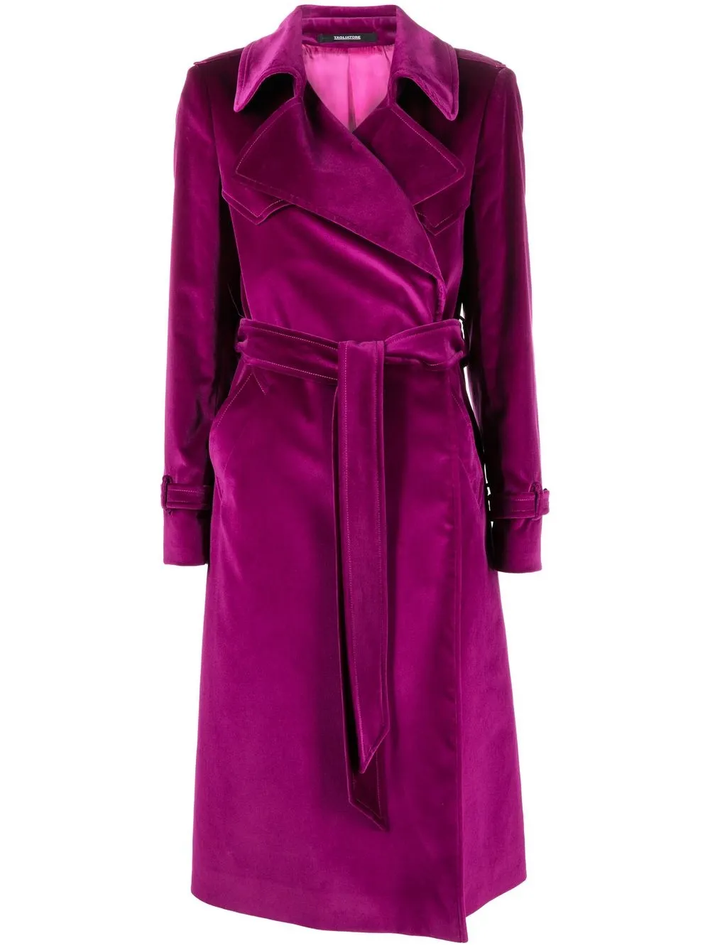 

Tagliatore velvet-finish trench coat - Pink