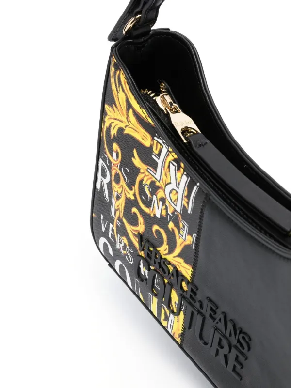 Versace Jeans Couture Graphic Logo Print Shoulder Bag | Black