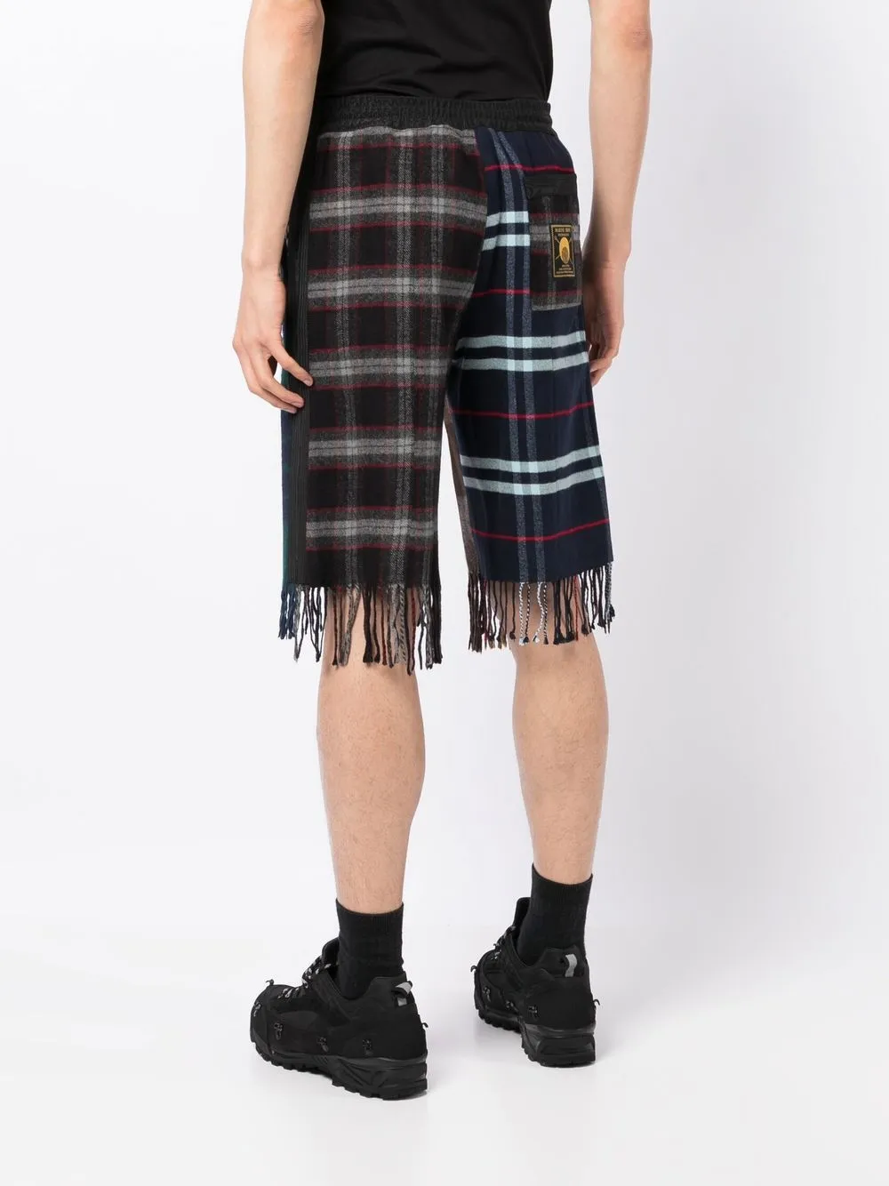 Shop Marine Serre Tartan-print Wool Shorts In Brown