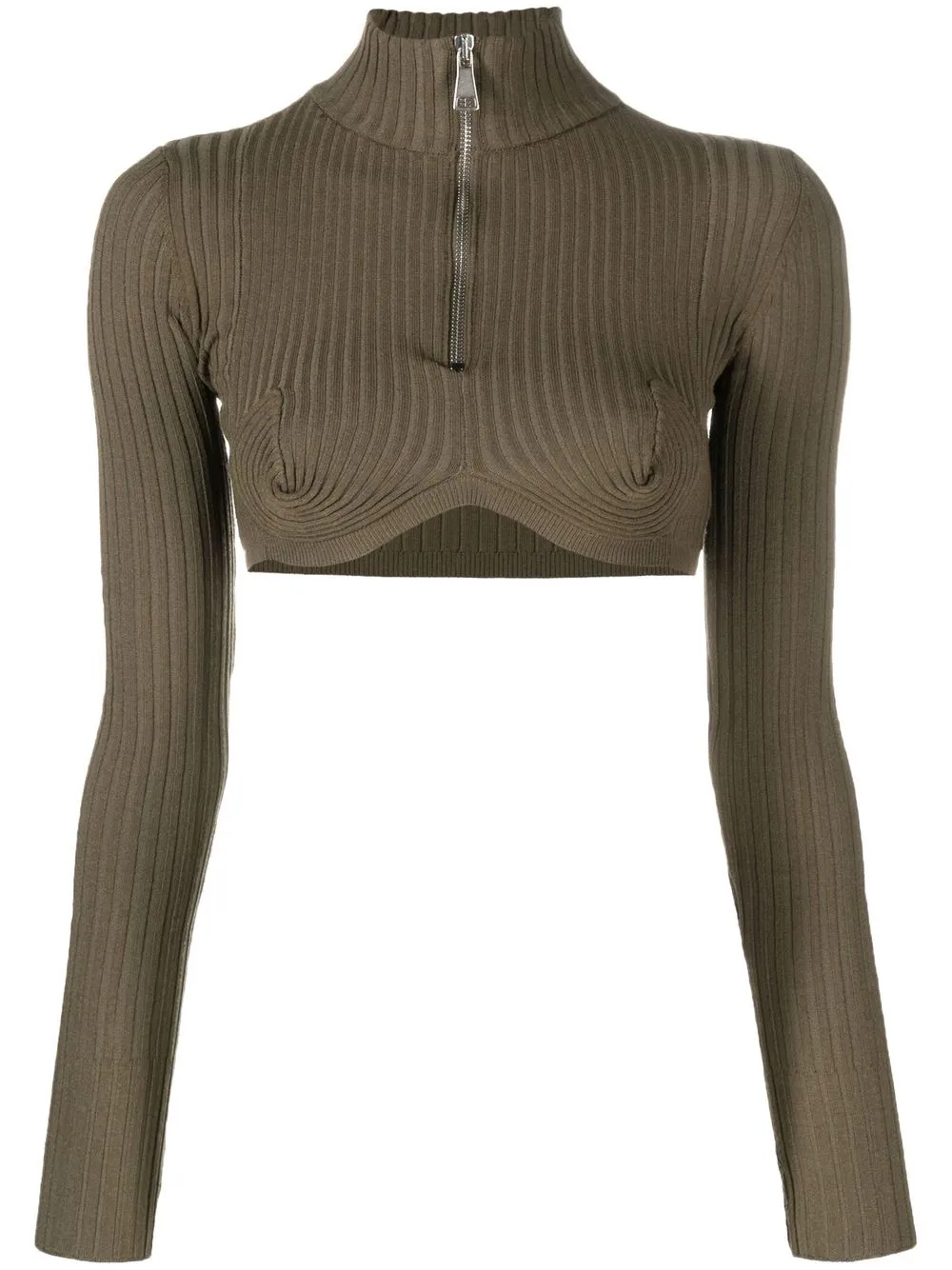 

ANDREĀDAMO cropped half-zip fastening top - Green