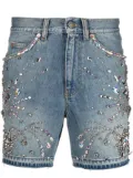 Gucci crystal-embellished denim shorts - Blue