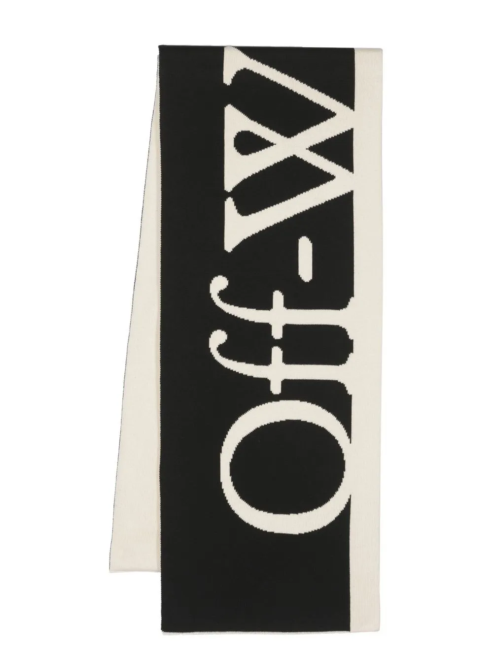 

Off-White logo-intarsia two-tone scarf