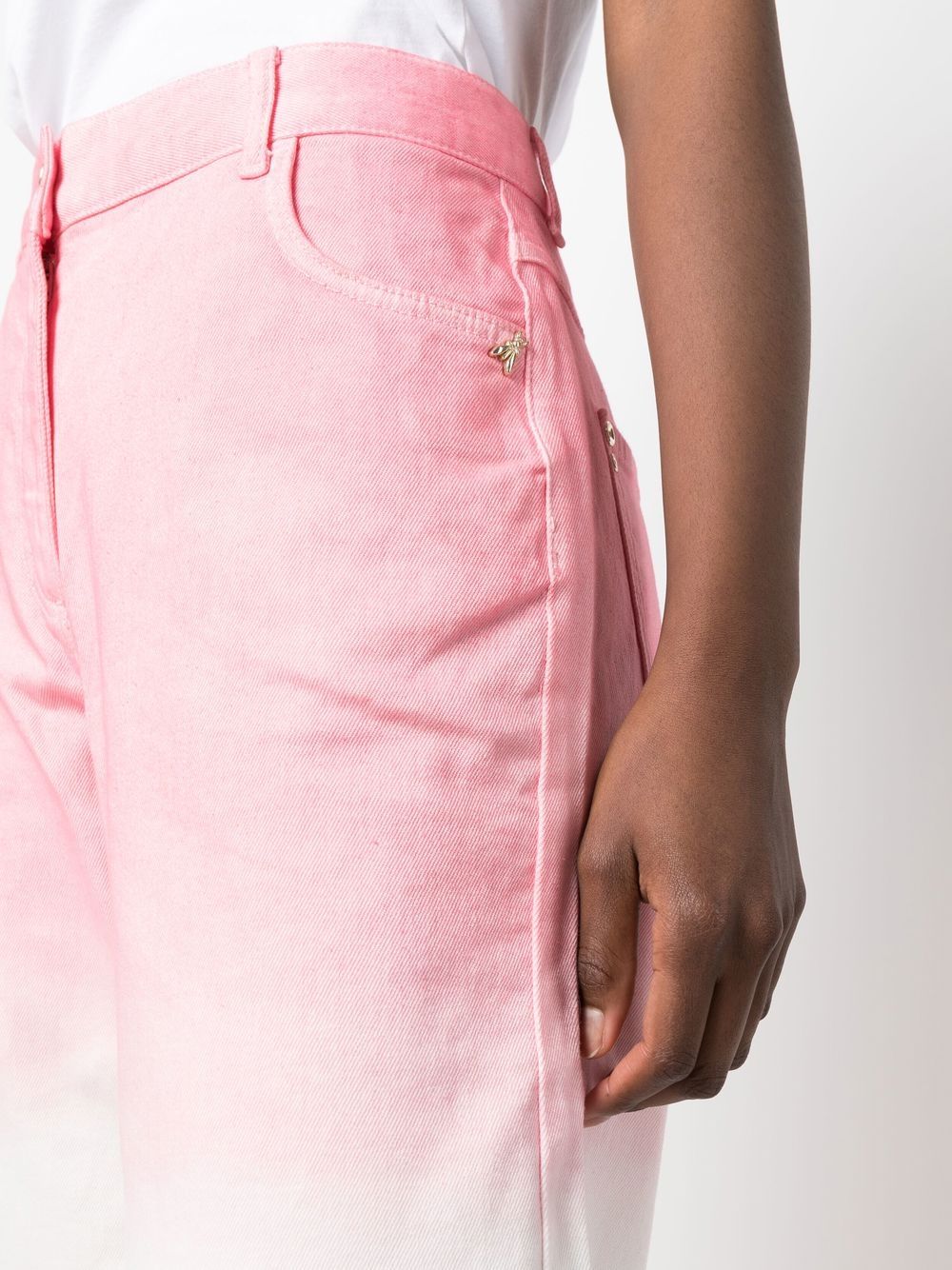 Shop Patrizia Pepe Gradient-effect Wide-leg Jeans In Pink