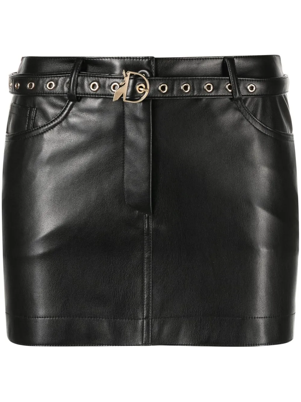 

Patrizia Pepe logo-buckle low-rise skirt - Black