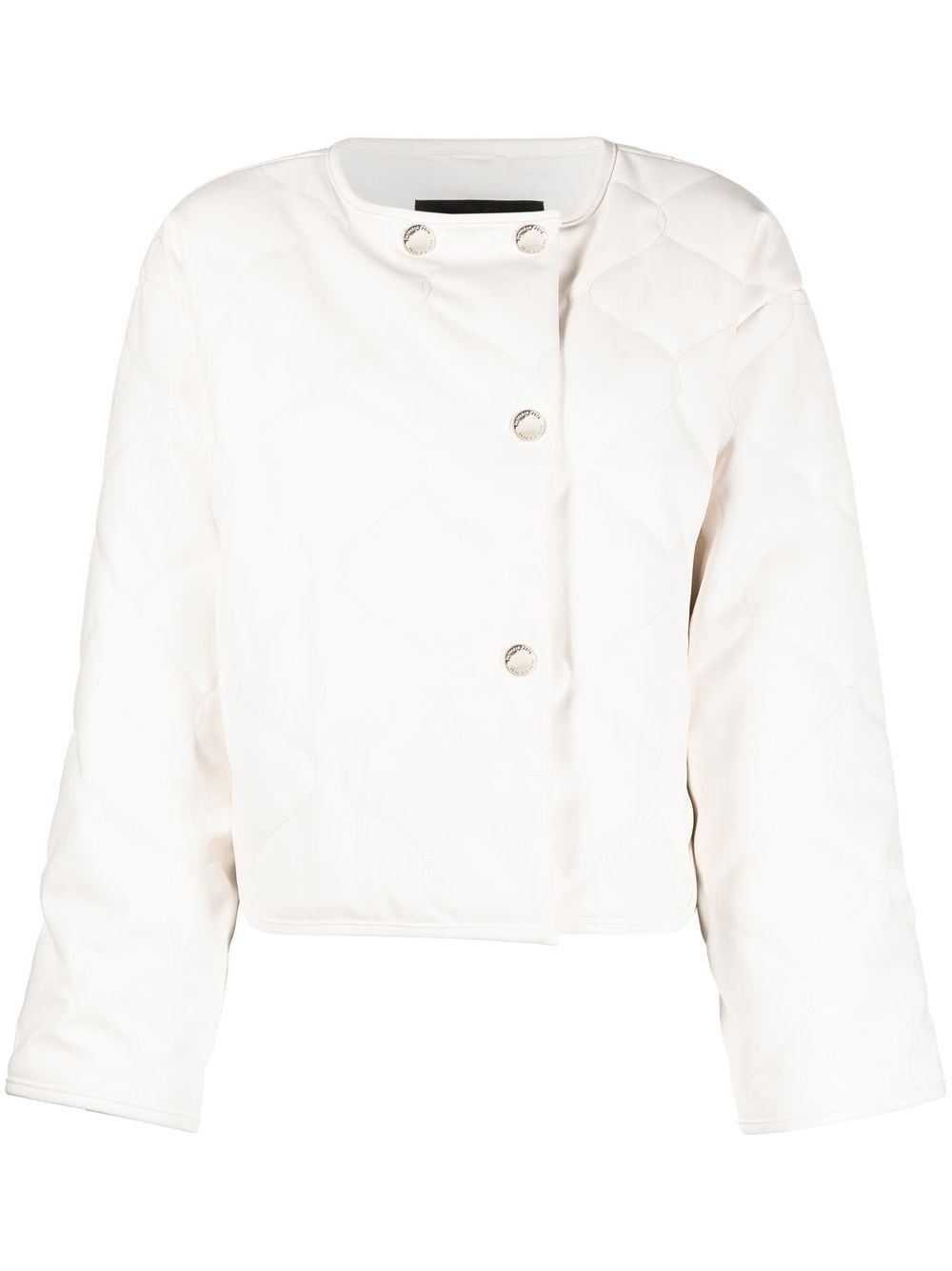 Patrizia Pepe Cropped Diamond-quilt Jacket In White