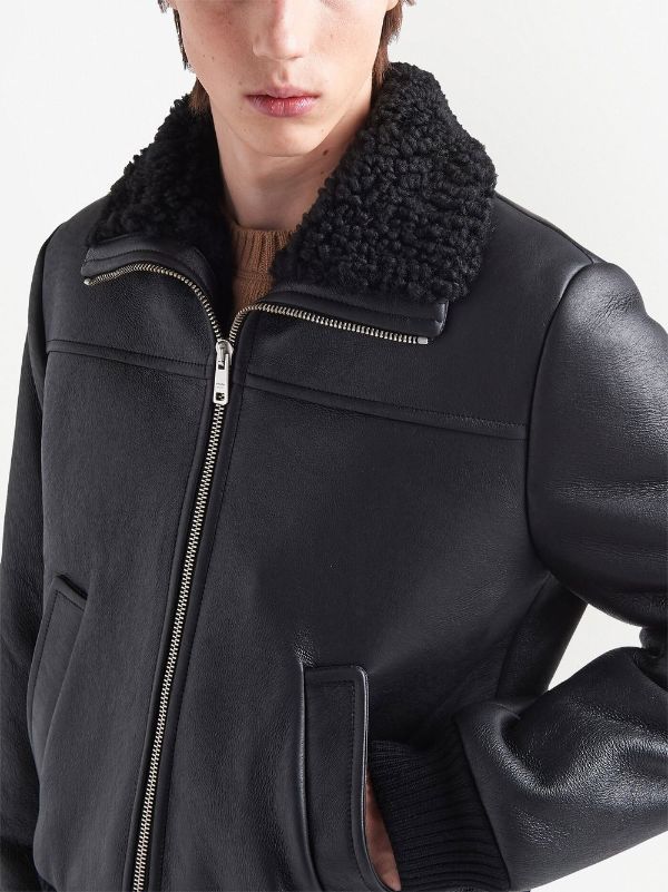 Prada Shearling zip-up Bomber Jacket - Farfetch